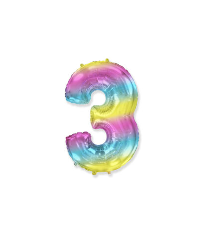 Palloncino Mylar Numero 3 Multicolor Gradient Mini