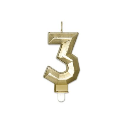 Candelina Diamant Oro Metal Numero 3