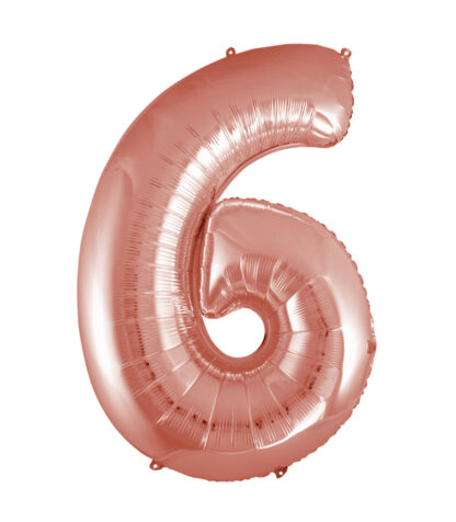 Palloncino Mylar Numero 6 Rosa Gold