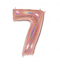 Palloncino Mylar Numero 7 Rosa Gold Glitter