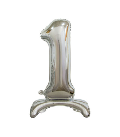 Palloncino Mylar Numero 1 Argento No Elio