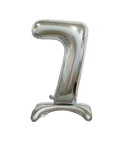 Palloncino Mylar Numero 7 Argento No Elio