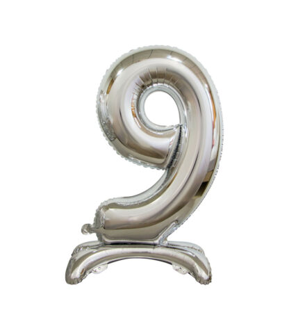 Palloncino Mylar Numero 9 Argento No Elio