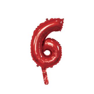 Palloncino Mylar Numero 6 Rosso