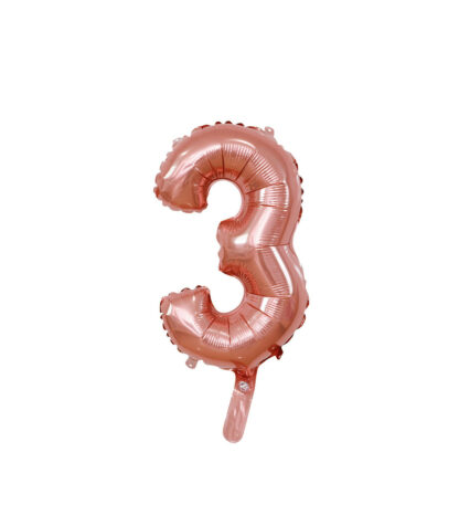 Palloncino Mylar Numero 3 Rosa Gold