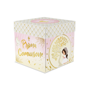 Box Surprise Prima Comunione Rosa 20x20 cm