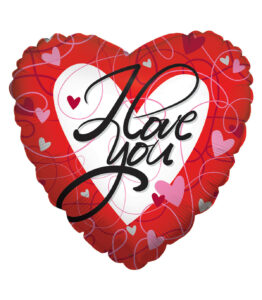 Mylar I Love You Cuori e Strisce Cuore SuperShape 36" 