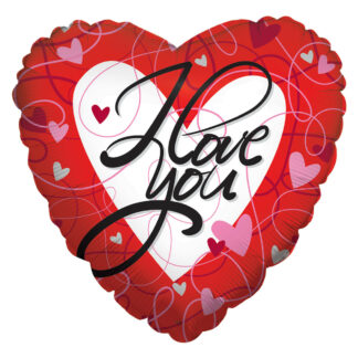 Mylar I Love You Cuori e Strisce Cuore SuperShape 36"