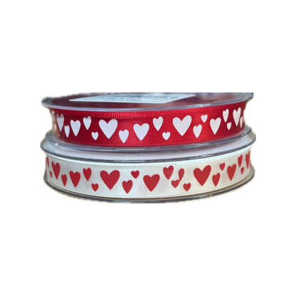 Nastro Cuori mm 12x25 mt Rosso-Bianco