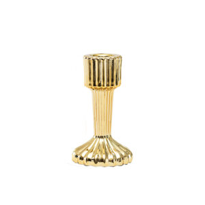 Candelabro In Vetro Rigato Oro 11 Cm