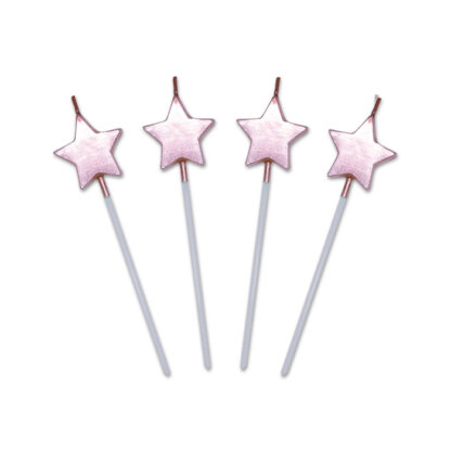 Candeline Pick Stelle Rosa Perla