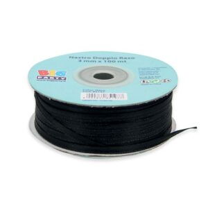 Nastro Doppio Raso 3 mm x 100 mt Nero