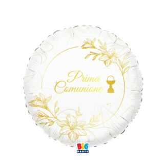 Palloncino Mylar Tondo Prima Comunione Elegante 18"