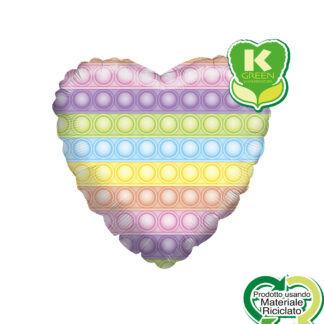 Mylar Cuore Macaron Pop It K-Green 18"