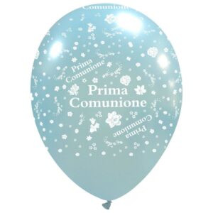 Palloncini Prima Comunione Celeste Metallizzato 12"- 30 cm In Lattice 