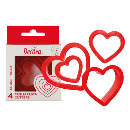 Set Tagliapasta in plastica Cuore 4 5 6 8 cm